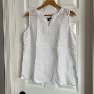 White sleeveless hundred percent linen Talbots top in great shape